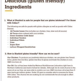 Starbird Chicken - From Starbird website about gluten allergens - Chicken Shop Near Me - Walnut Creek, California Starbird Chicken - From Starbird website about gluten allergens - Chicken Shop Near Me - Walnut Creek, California