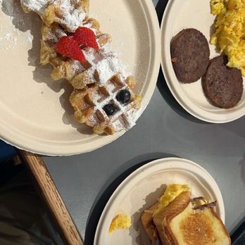 Eggxactly Breakfast & Deli - Waffles, the BEST Scrambled Eggs I have ever had, pork sausage, Bacon, Egg and Cheese Sandwich on Texas Toast - Coffee & Tea Near Me - Memphis, Tennessee Eggxactly Breakfast & Deli - Waffles, the BEST Scrambled Eggs I have ever had, pork sausage, Bacon, Egg and Cheese Sandwich on Texas Toast - Coffee & Tea Near Me - Memphis, Tennessee