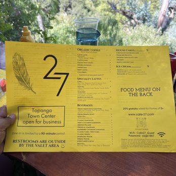 Cafe on 27 - Menu - Breakfast & Brunch Near Me - Topanga, California Cafe on 27 - Menu - Breakfast & Brunch Near Me - Topanga, California
