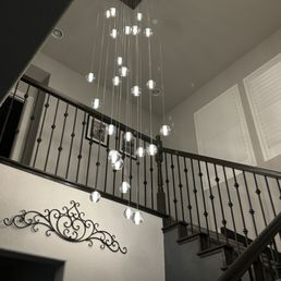 Chandelier install 20 ft ceiling, 75lb weight.