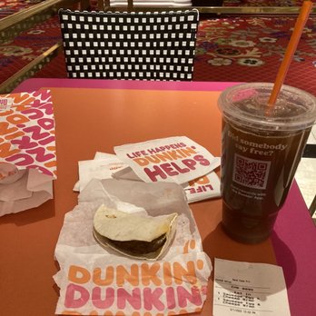 Dunkin' Donuts - Sausage breakfast wrap and a large iced - Coffee & Tea Near Me - Everett, Massachusetts Dunkin' Donuts - Sausage breakfast wrap and a large iced - Coffee & Tea Near Me - Everett, Massachusetts