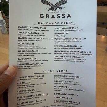 Grassa - Menu - Italian Near Me - Portland, Oregon