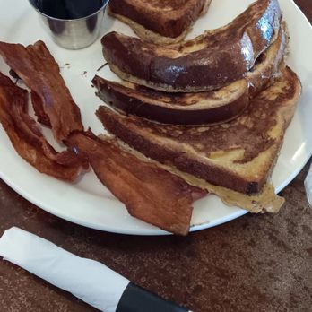The Barn - French toast with crispy bacon. - Coffee & Tea Near Me - St. Louis, Missouri