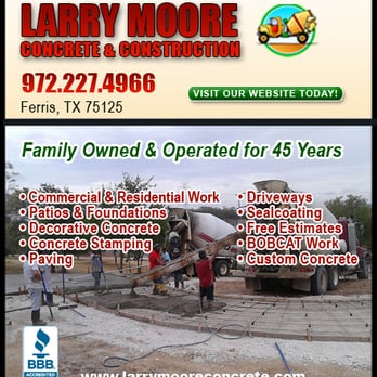 Larry Moore Concrete and Construction - Ad powered by: YellowPageCity.com - Patio Coverings Near Me - Ferris, Texas Larry Moore Concrete and Construction - Ad powered by: YellowPageCity.com - Patio Coverings Near Me - Ferris, Texas