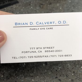 Calvert Brian D OD - Business Card with newer location information - Optometrists Near Me - Fortuna, California Calvert Brian D OD - Business Card with newer location information - Optometrists Near Me - Fortuna, California