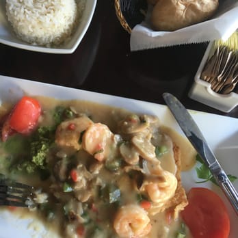 Chalan on the Beach - Filet of fish in a béchamel sauce with shrimp and rice- meh nothing special - Latin American Near Me - Miami Beach, Florida