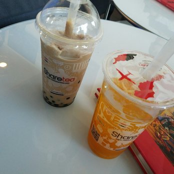 Sharetea - Milk tea blended with pearl is delicious.. the mango passion fruit green tea is a little too sweet for me - Coffee & Tea Near Me - Cerritos, California