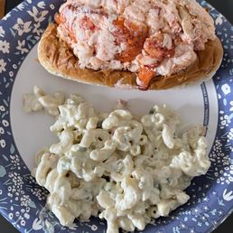 My lobster roll but I also added some of my homemade pasta salad, what a meal!