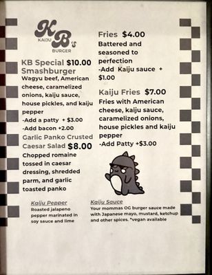 Menu photo 7 Kaiju  Burgers Tucson, AZ