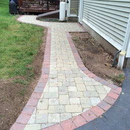 Back walkway, Camelot unilock pavers
