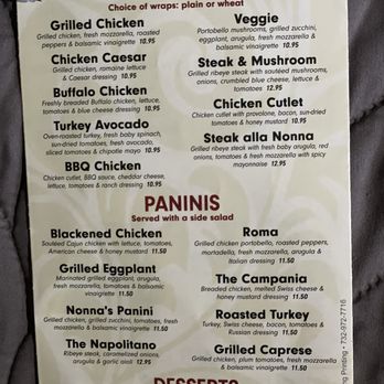 Nonna's Pizza & Restaurant - menu showing Paninis order. - Pizza Near Me - Mahwah, New Jersey Nonna's Pizza & Restaurant - menu showing Paninis order. - Pizza Near Me - Mahwah, New Jersey