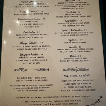 Figulina - Menu, January 2025. - Italian Near Me - Raleigh, North Carolina