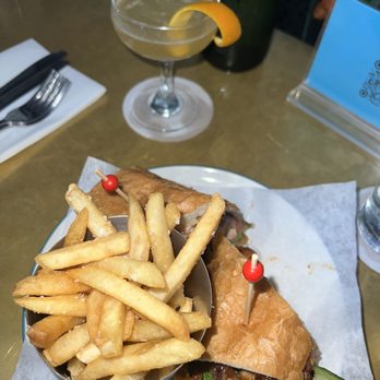 Better Luck Tomorrow - Side car, Charred chicken sandwich, French fries - Bars Near Me - Houston, Texas Better Luck Tomorrow - Side car, Charred chicken sandwich, French fries - Bars Near Me - Houston, Texas