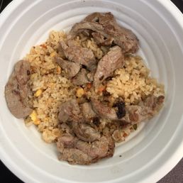 There's 7 lines total rimming this bowl and only filled 2: it was cold, No mushrooms No Onions. Definitely not worth the money.