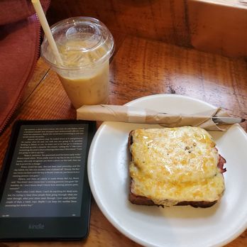 Scullery - Welsh Rarebit with ham added and an iced burnt caramel latte. - Coffee & Tea Near Me - San Francisco, California