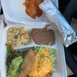 Mexican plate and a Migas burrito Mexican plate and a Migas burrito