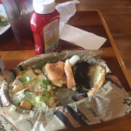 Cheeseburger well done I mean ?!?$??" Burn well done black and really charge bit into it taste like cardboard will not be back no stars
