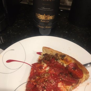 Rosati's Pizza - Rosati's Chicago Deep Dish Cheese Pizza & 2013 Biltmore Estates Limited Release Malbec Wine - Pizza Near Me - Frederick, Maryland