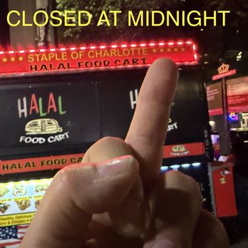 Halal Food Cart - THURSDAY NIGHT CLOSED BY MIDNIGHT, NOT 4AM - Food Trucks Near Me - Charlotte, North Carolina Halal Food Cart - THURSDAY NIGHT CLOSED BY MIDNIGHT, NOT 4AM - Food Trucks Near Me - Charlotte, North Carolina