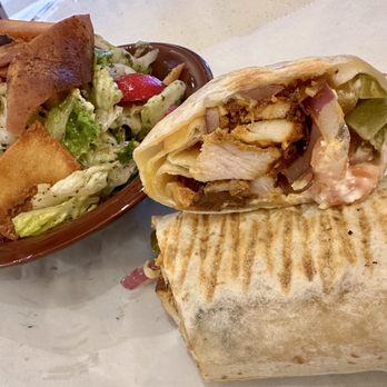 Zaatar Lebanese Grill - Chicken Shawarma Wrap with Side Fattoush Salad 2/2026 - Lebanese Near Me - San Antonio, Texas