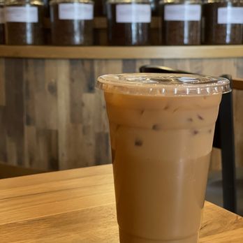 Misha's Coffee - Iced Hazelnut Soy Latte - Coffee & Tea Near Me - Alexandria, Virginia Misha's Coffee - Iced Hazelnut Soy Latte - Coffee & Tea Near Me - Alexandria, Virginia