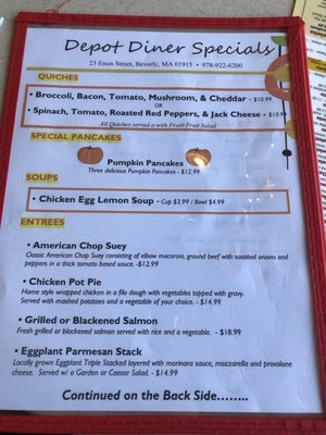 Menu photo 6 Depot Diner Beverly, MA