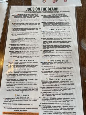 Menu photo 1 Joe's on the Beach Sechelt, BC Menu photo 1 Joe's on the Beach Sechelt, BC