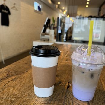 Home Brewed Bar - Peanut Butter Chocolate Latte (Hot) and Taro Latte with Taro Latte whipped  (Iced). - Coffee & Tea Near Me - Pasadena, California