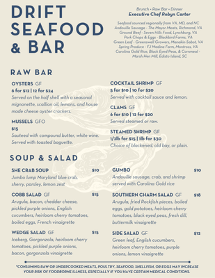 Menu photo 2 Drift Seafood and Bar Colonial Beach Colonial Beach, VA