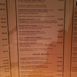 Tomasins - May 2019 menu