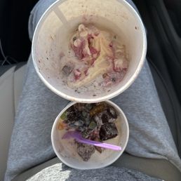Large bowl is reminiscent of some raspberry that I scooped out into the parking lot Large bowl is reminiscent of some raspberry that I scooped out into the parking lot
