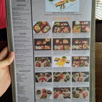 Rain Thai and Sushi Bar - Menu (1 of 8). Lunch menu. Available weekends too. - Asian Fusion Near Me - Atlanta, Georgia