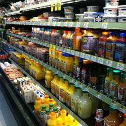 Walgreens - Lots of fresh foods and drinks. They also have a few freezer sections. Costs more than Jewel but this is all about convenience.