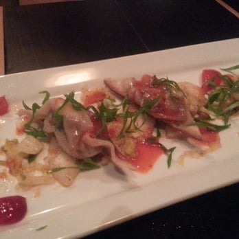 The Clever Koi - Smoked Pig Face dumplings with kimchi and pickled peppers. - Asian Fusion Near Me - Phoenix, Arizona