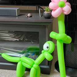 Pretty As a Princess Party - Dinosaur and flower balloons