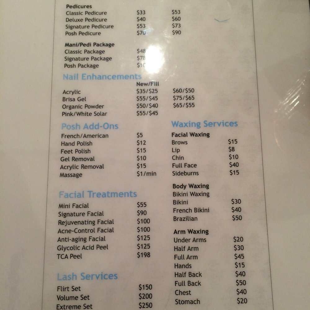 Posh Nail Spa - Descriptions of classic, signature, and deluxe on previous picture. Note gel removal is $10 and prices for gel mani/pedis is $20+ more. - Nail Salons Near Me - Dallas, Texas