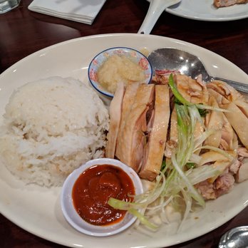 Wang Dynasty - Hainan chicken, really great flavor and they de-bone it for easy eating. You know it's legit b/c the rice is cooked with the chicken stock. - Chinese Near Me - Bethesda, Maryland Wang Dynasty - Hainan chicken, really great flavor and they de-bone it for easy eating. You know it's legit b/c the rice is cooked with the chicken stock. - Chinese Near Me - Bethesda, Maryland