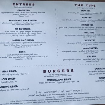 The Tip Tap Room - Dinner menu - New American Near Me - Boston, Massachusetts The Tip Tap Room - Dinner menu - New American Near Me - Boston, Massachusetts