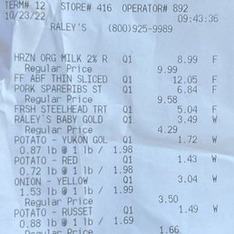 A receipt with non-satisfied customer services