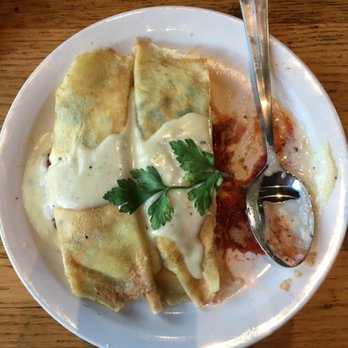 Angelo’s Taverna - Spinach and ricotta manicotti in crepes. - Italian Near Me - Denver, Colorado Angelo’s Taverna - Spinach and ricotta manicotti in crepes. - Italian Near Me - Denver, Colorado