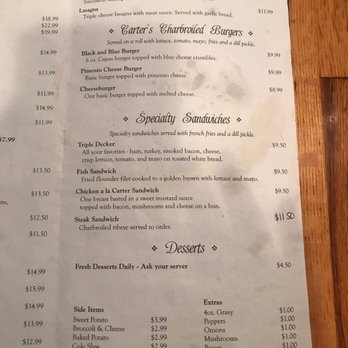 Carter's Steak and Seafood - Pasta, burgers, sandwiches, and sides! - Steakhouses Near Me - Inman, South Carolina