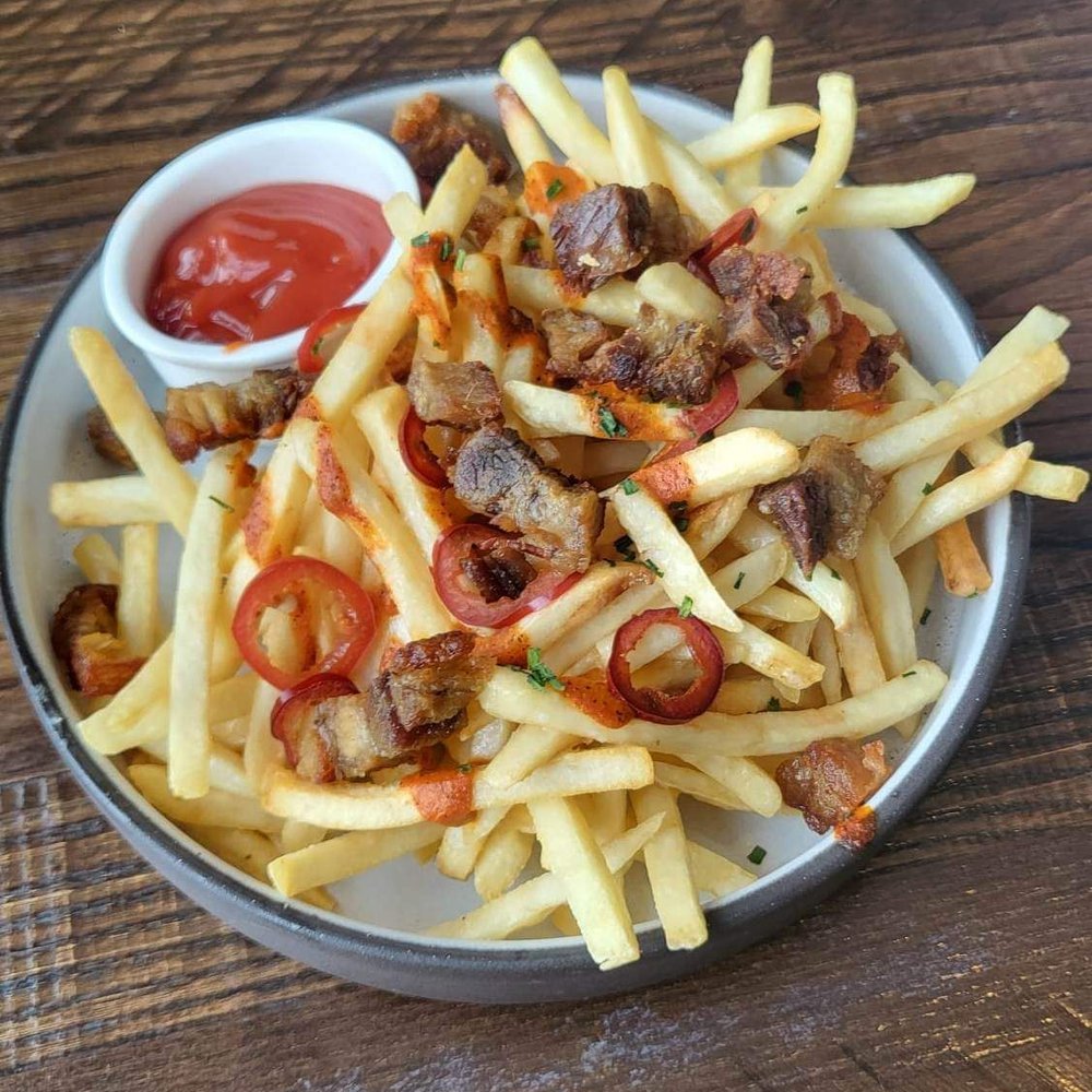 Powder - Lunch: Pork Belly Fries - New American Near Me - Park City, Utah Powder - Lunch: Pork Belly Fries - New American Near Me - Park City, Utah