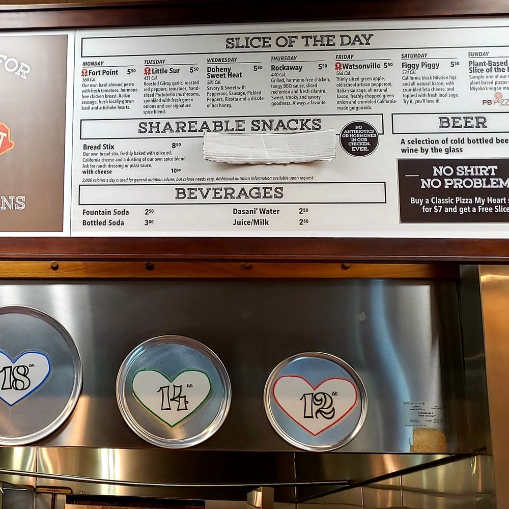 Pizza My Heart - Pizza sizes, menu 2/2. - Pizza Near Me - Sunnyvale, California