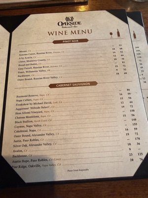 Menu photo 1 Oakside Big Bear Lake, CA