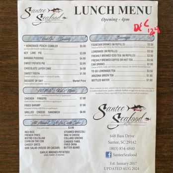 Santee Seafood Bistro - Desserts and beverages and Kids' menu and down-home sides (Dec 2024) - Seafood Near Me - Santee, South Carolina