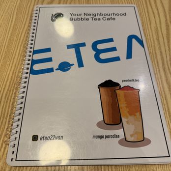 E Tea Bubble Tea Restaurant - Front of menu~ (January 2025) - Taiwanese Near Me - Vancouver, British Columbia