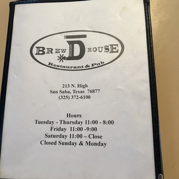 Brew D Brewhouse - the menu - Breweries Near Me - San Saba, Texas