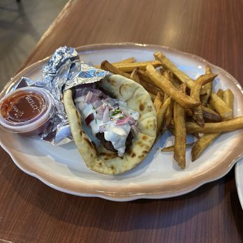Yiayia's Greek Kitchen - Greek Beef Stick Wrap with fries. - Greek Near Me - Brandon, Mississippi Yiayia's Greek Kitchen - Greek Beef Stick Wrap with fries. - Greek Near Me - Brandon, Mississippi