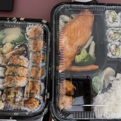 Fuji Sushi - Salmon Teriyaki Lunch Box, Sweet Potato Roll, Shrimp Tempura Roll, Chicken Tempura Roll