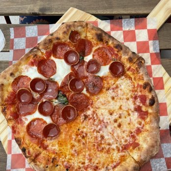 Campfire Pizza & Gelato - Half cheese, half pepperoni - Pizza Near Me - Edmond, Oklahoma Campfire Pizza & Gelato - Half cheese, half pepperoni - Pizza Near Me - Edmond, Oklahoma